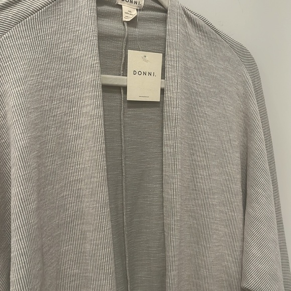 Donni open front kimono cardigan one size tan gray cotton lightweight NWT - Picture 9 of 9